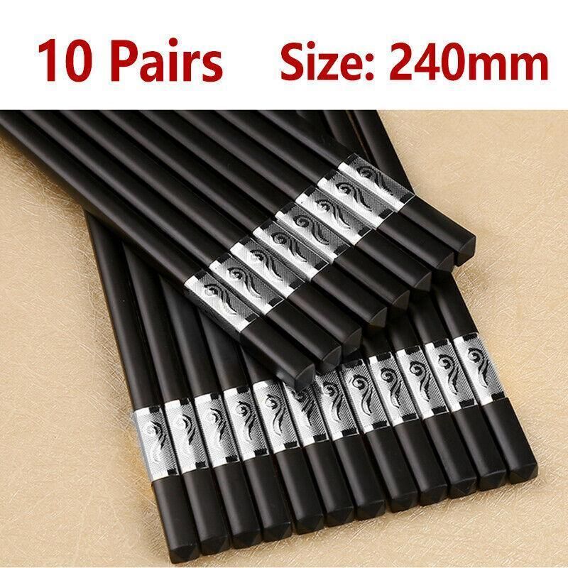 10Pairs Premium Fiberglass Reusable Chopsticks - Dishwasher Safe - Golden-2 view 11