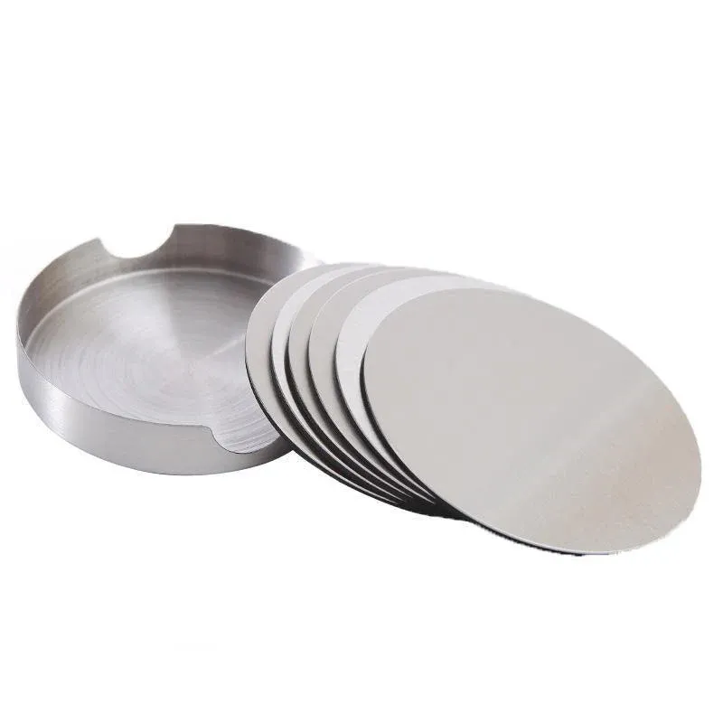 Stainless Steel Drink Coaster Set 6PCS Heat Resistant Cup Pads With Holder view 2