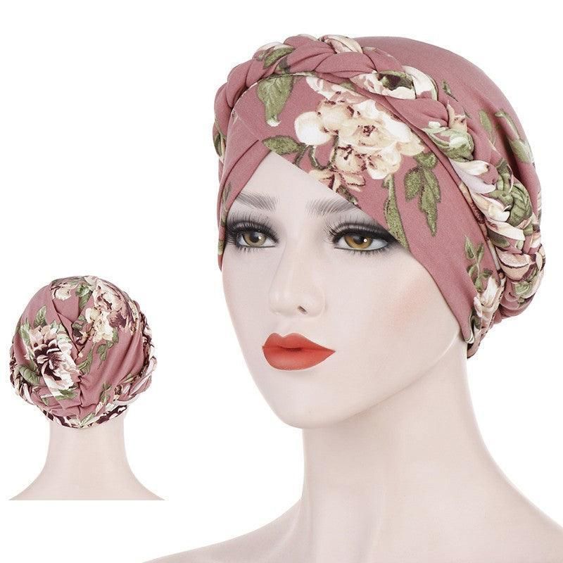 Women Floral Turban Head Wrap Cap Comfortable Chemo Headscarf Headwear - Blue view 5