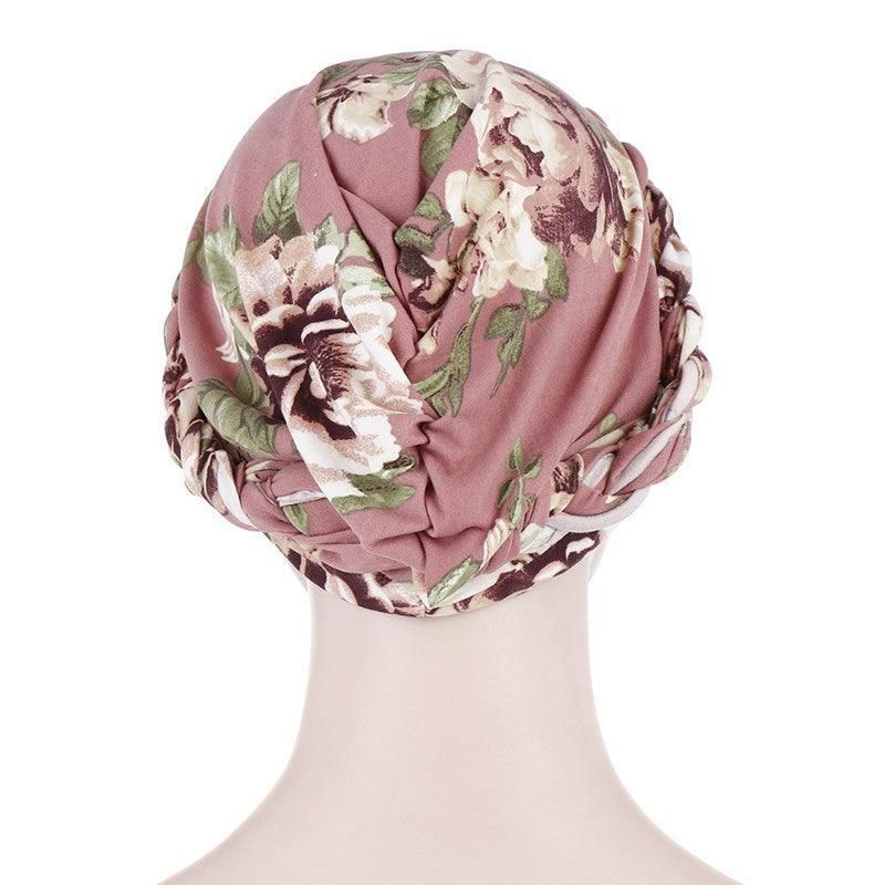 Women Floral Turban Head Wrap Cap Comfortable Chemo Headscarf Headwear - Blue view 7