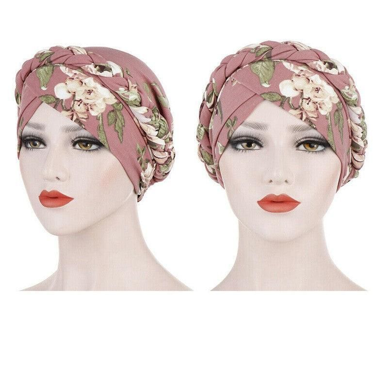 Women Floral Turban Head Wrap Cap Comfortable Chemo Headscarf Headwear - Blue view 8