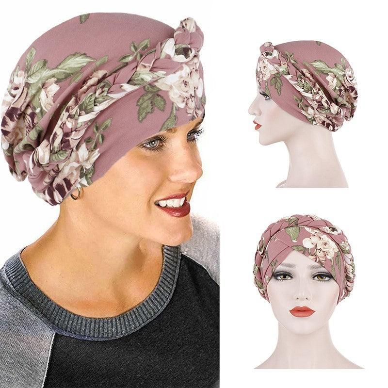 Women Floral Turban Head Wrap Cap Comfortable Chemo Headscarf Headwear - Blue view 11
