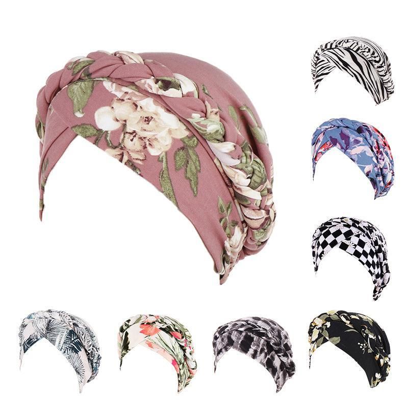 Women Floral Turban Head Wrap Cap Comfortable Chemo Headscarf Headwear - Black view 3