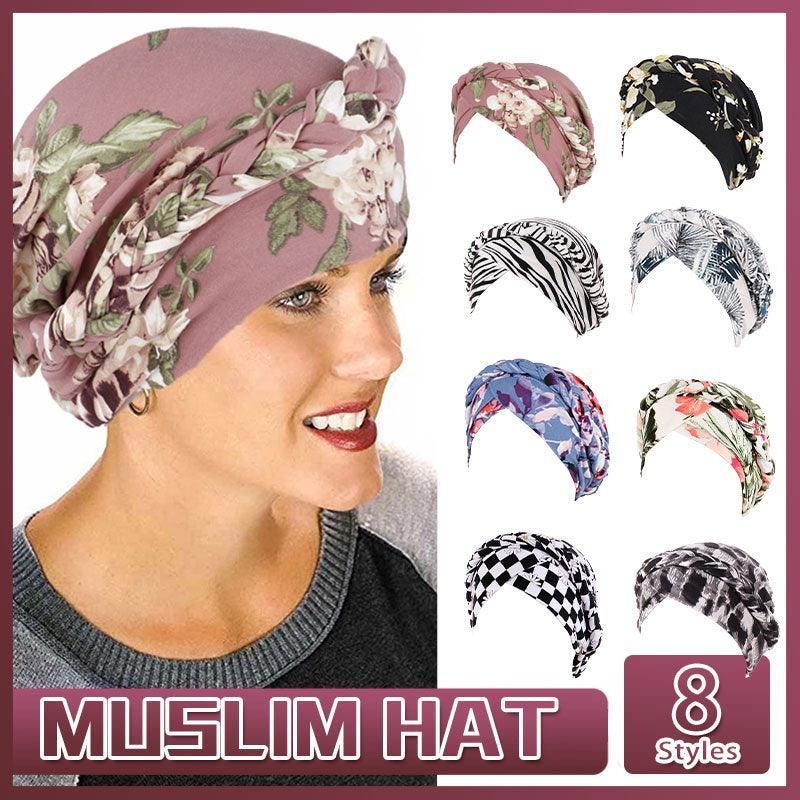 Women Floral Turban Head Wrap Cap Comfortable Chemo Headscarf Headwear - Black view 13