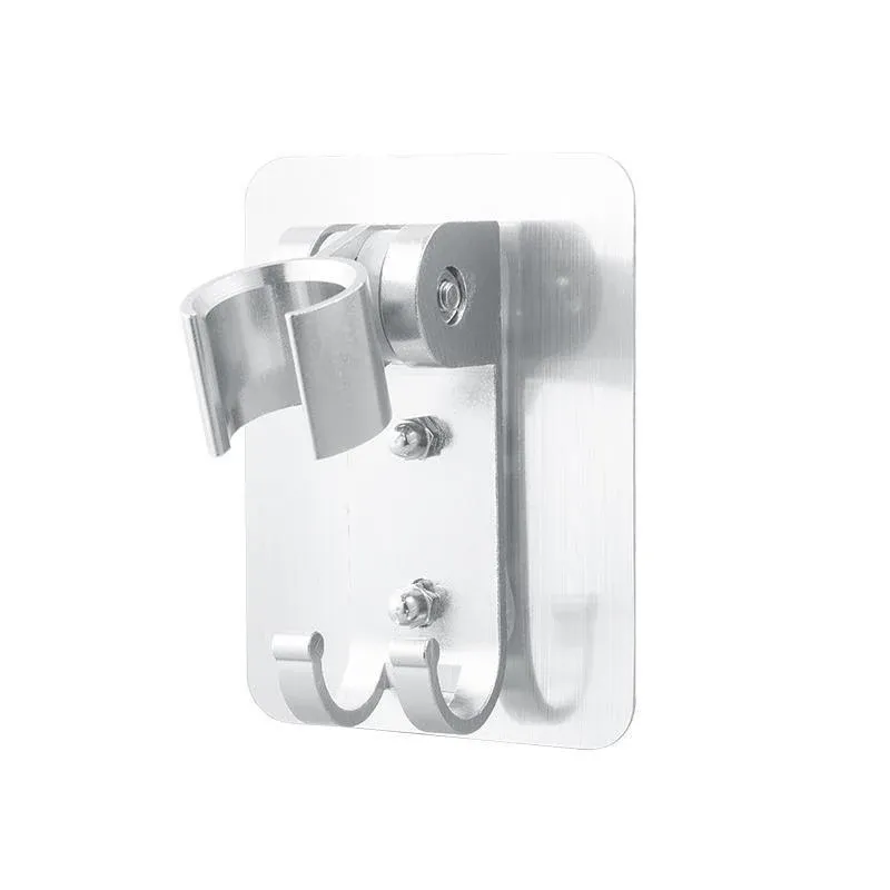 Adjustable Bracket Suction Shower Head Handset Holder Bathroom Wall Mount +Hooks view 2