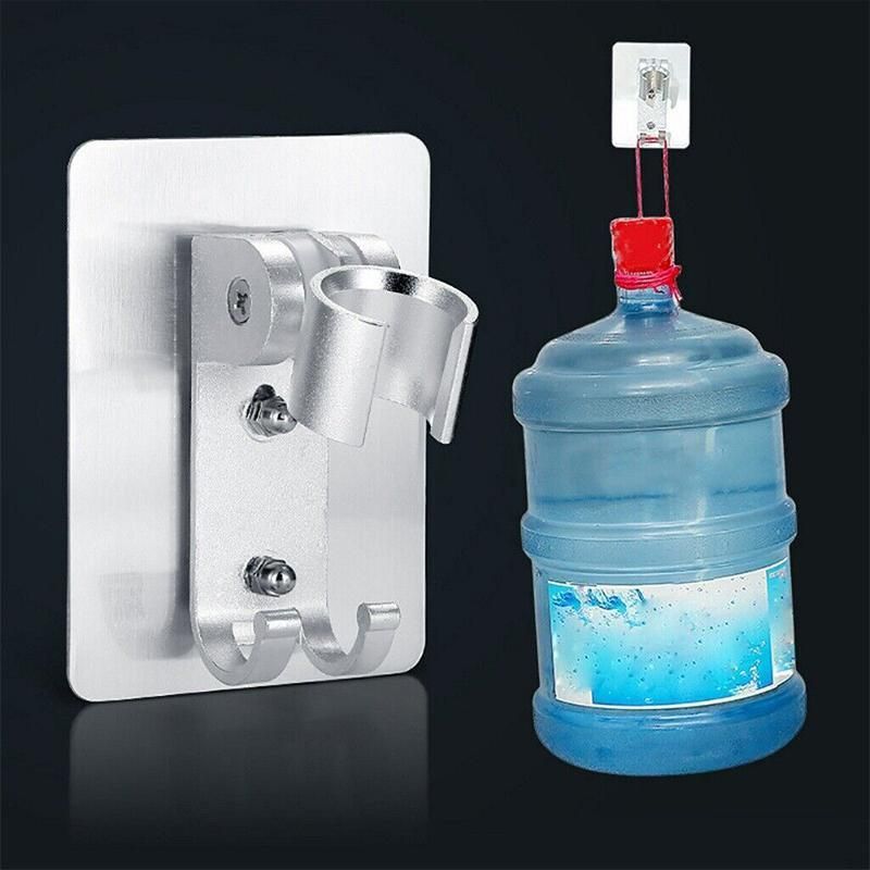 Adjustable Bracket Suction Shower Head Handset Holder Bathroom Wall Mount +Hooks view 11