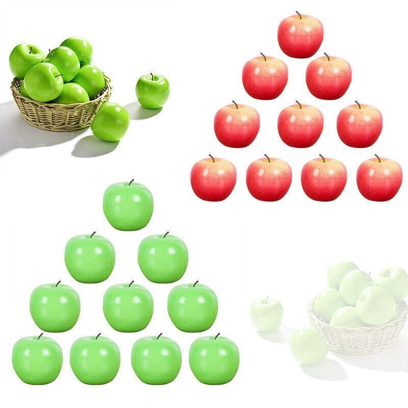 10 X Artificial Green or Red Apples for Home Party Wedding and Shop Decor - Green view 10