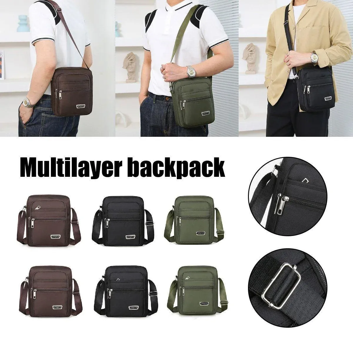 Mens Crossbody Shoulder Bag Travel Messenger Bag Casual Handbag for Boys and view 2