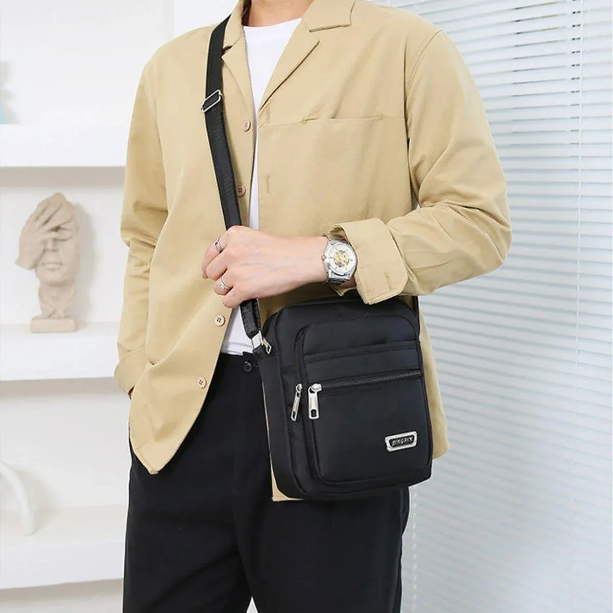 Mens Crossbody Shoulder Bag Travel Messenger Bag Casual Handbag for Boys and view 12