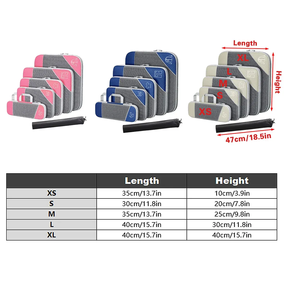 6PCS Compression Packing Cubes Expandable Luggage Storage Bag Travel Packing view 4