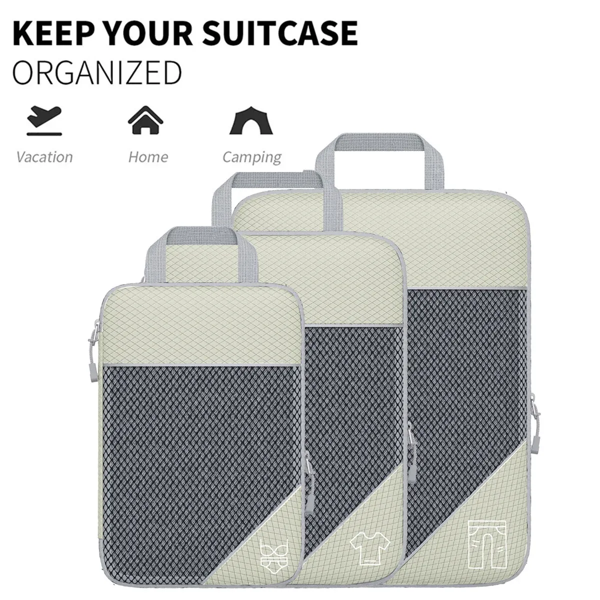 6PCS Compression Packing Cubes Expandable Luggage Storage Bag Travel Packing view 13