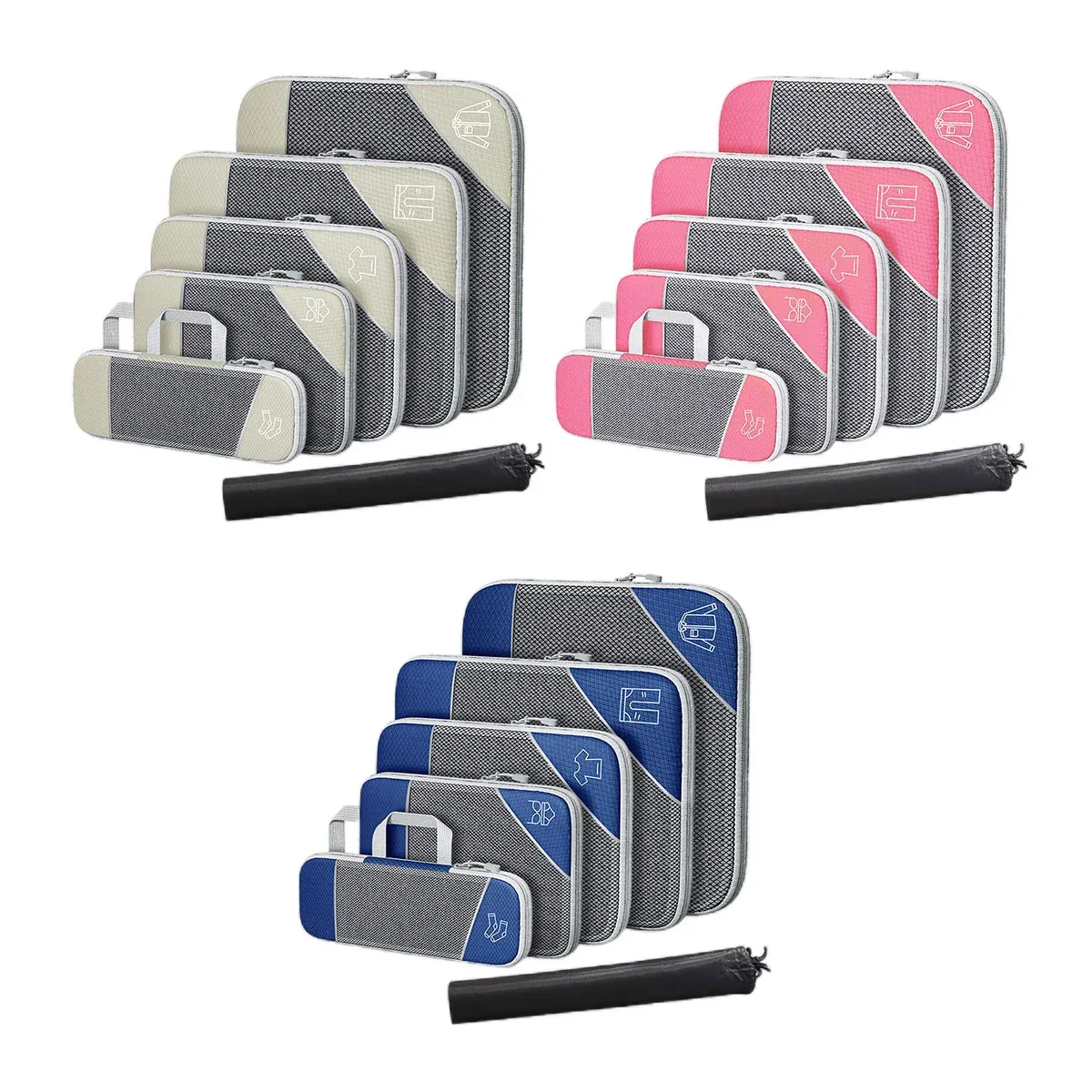 6PCS Compression Packing Cubes Expandable Luggage Storage Bag Travel Packing view 3