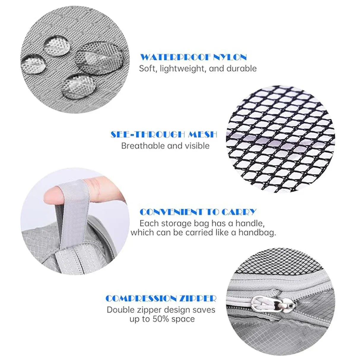 6PCS Compression Packing Cubes Expandable Luggage Storage Bag Travel Packing view 6