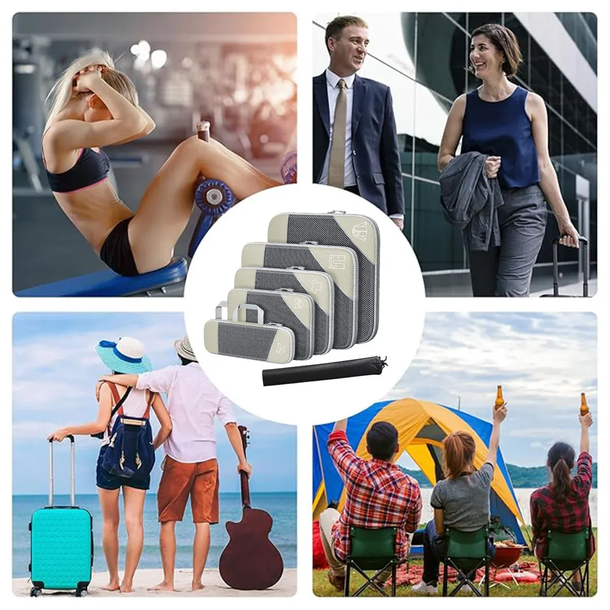 6PCS Compression Packing Cubes Expandable Luggage Storage Bag Travel Packing view 11