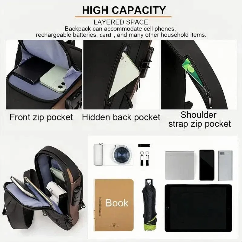 Multi-Function Password Lock Shoulder Bag Anti-Theft Crossbody Sling Bag Travel view 7