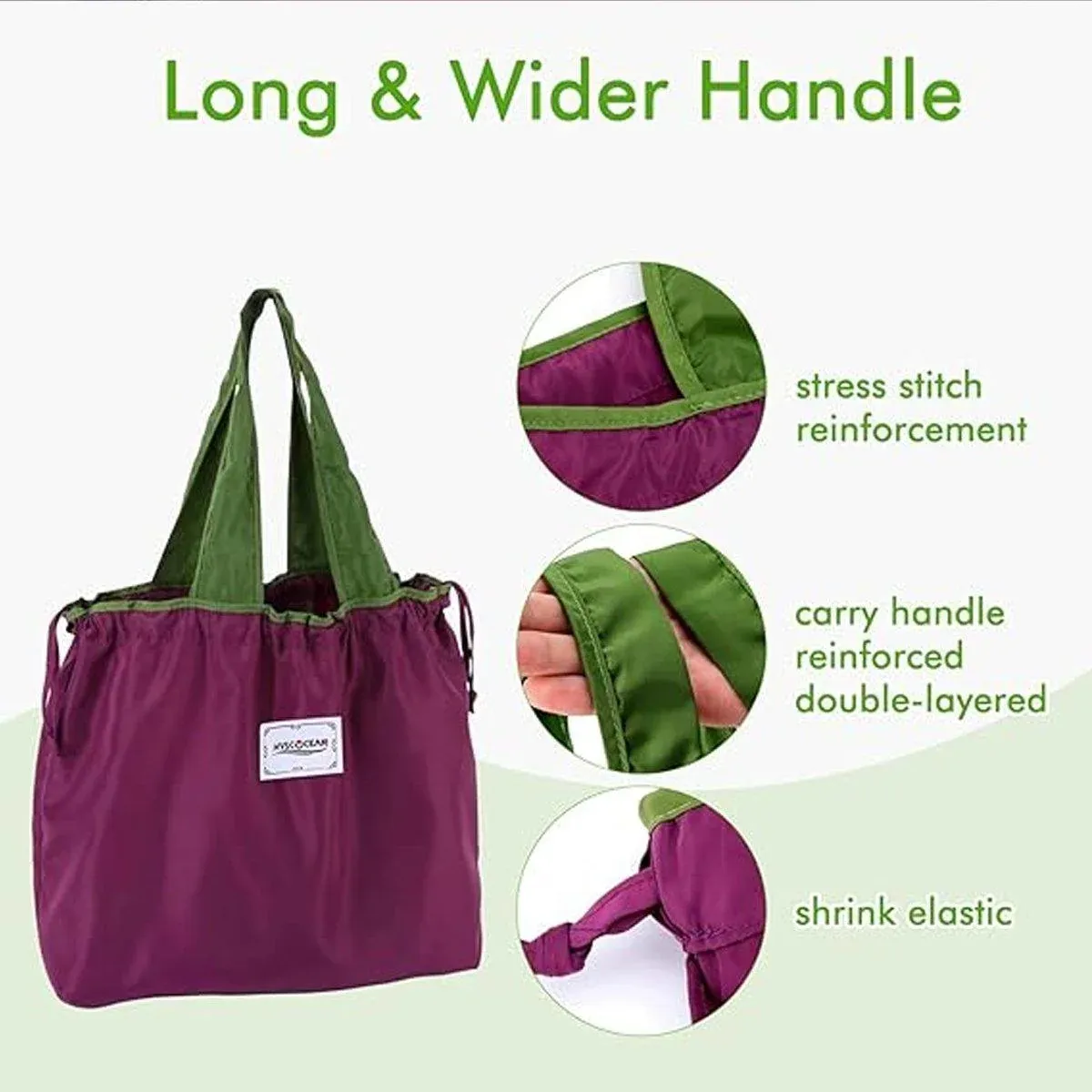 Ultra-Light Foldable Large Capacity Portable Shopping Bag with Drawstring view 6