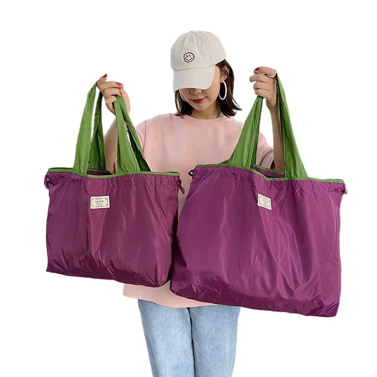 Ultra-Light Foldable Large Capacity Portable Shopping Bag with Drawstring view 11