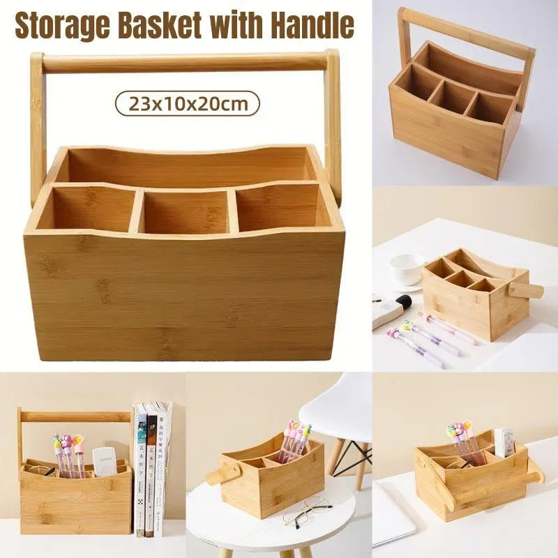 Portable Bamboo Storage Box Fruit Basket Organizer Multipurpose Storage Basket view 14