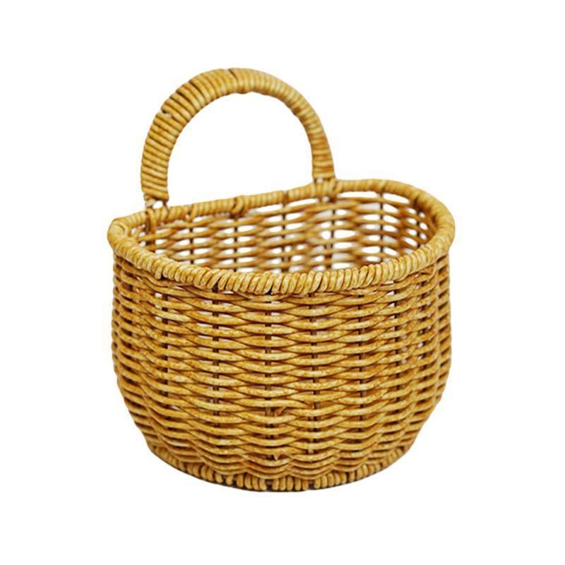 Imitation Rattan Woven Storage Basket Shelf Organizer Wash Rack for Home Decor — image 1