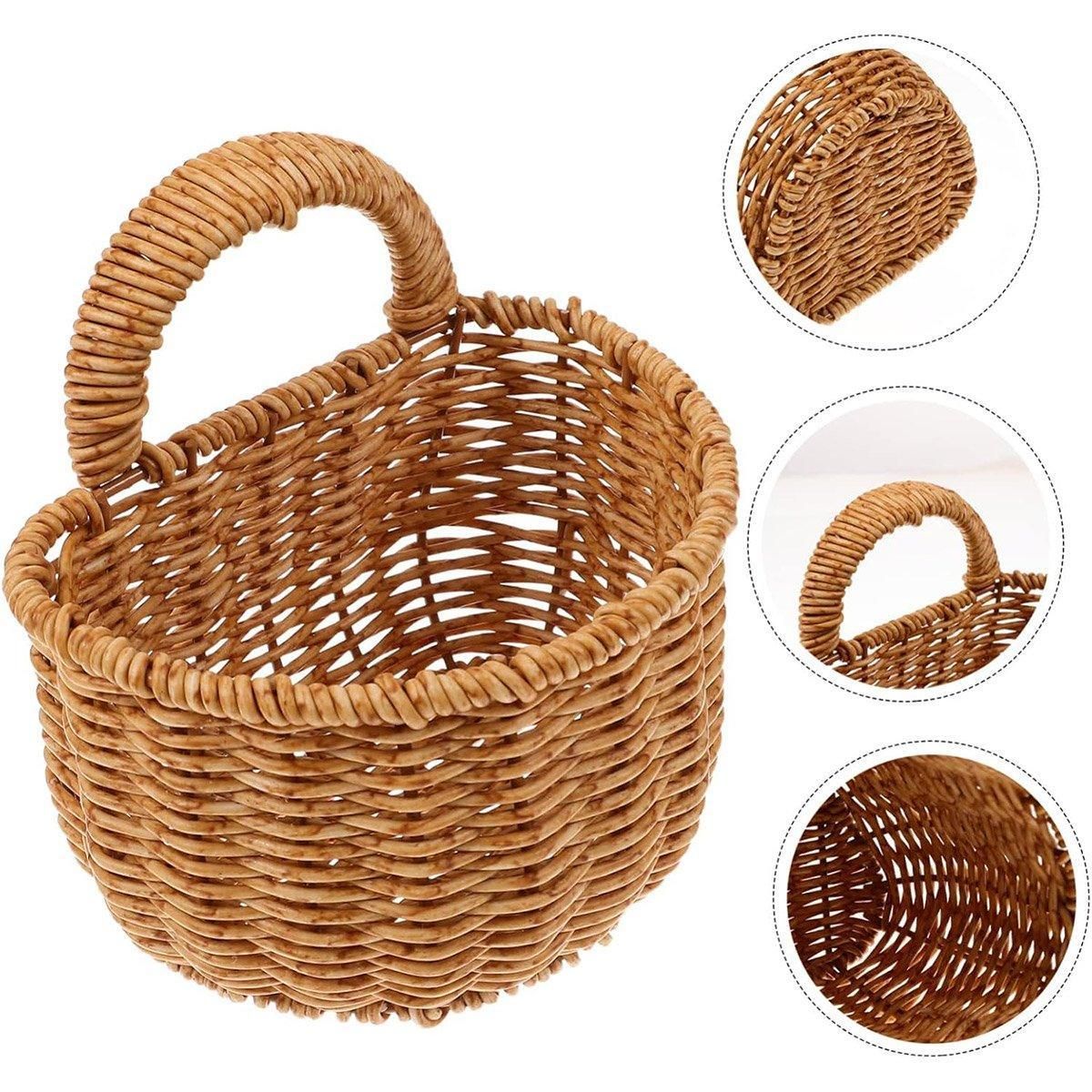 Imitation Rattan Woven Storage Basket Shelf Organizer Wash Rack for Home Decor view 13