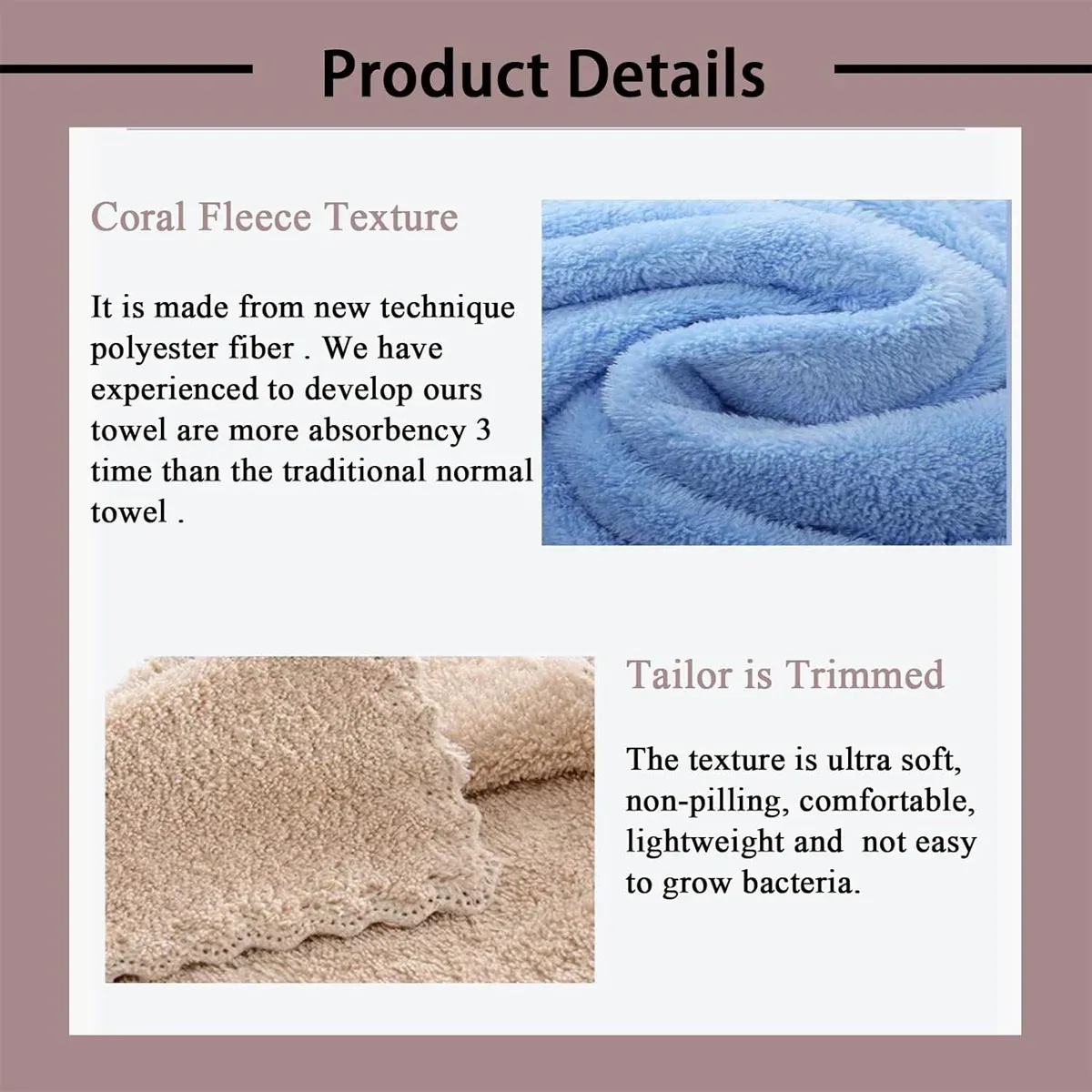 Coral Velvet Towel Set Bath Towels Soft Absorbent Quick Dry Face Hand Cloth view 9