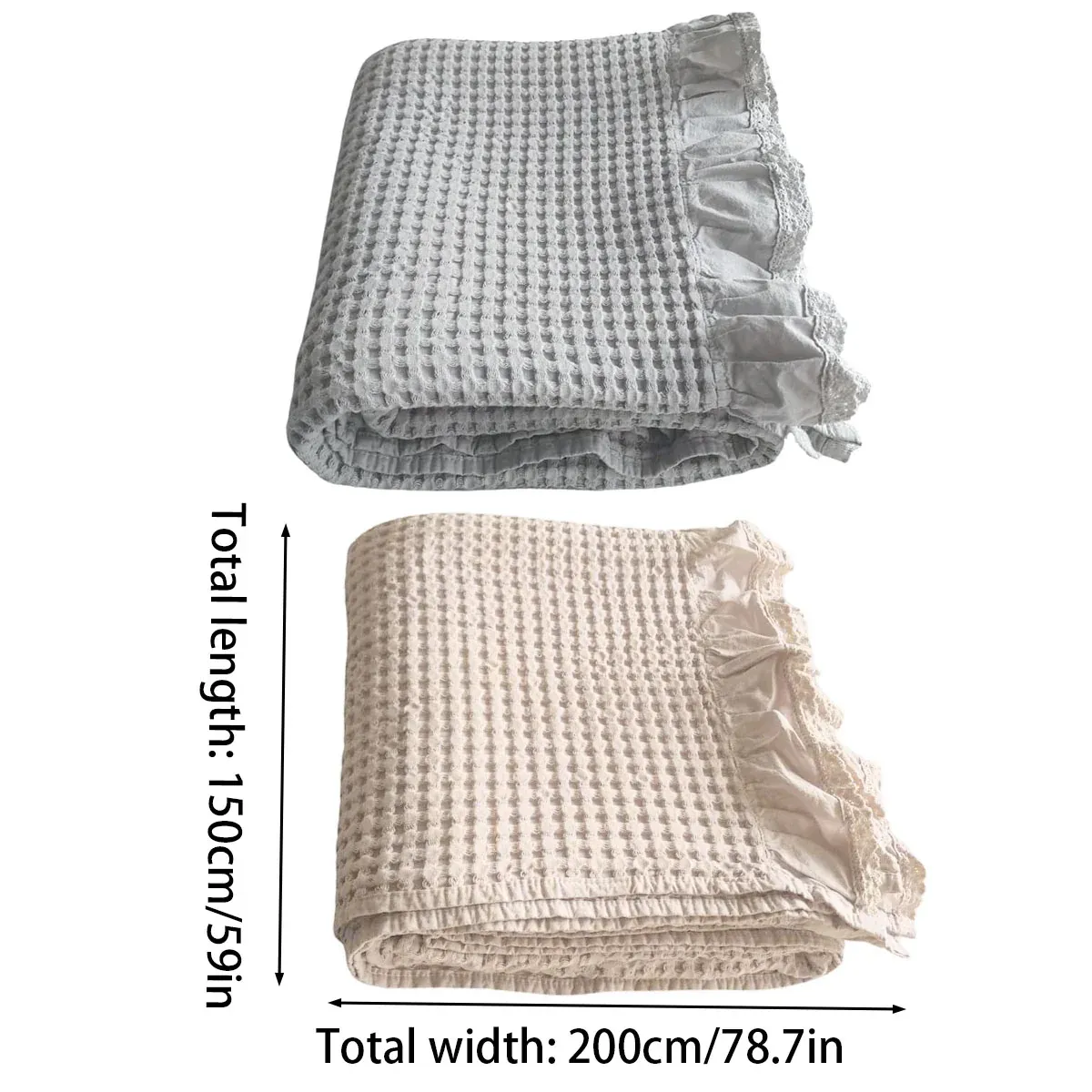 Waffle Sofa Blanket Thin Lightweight Throw Soft Cover Couch Bed Living Room view 4
