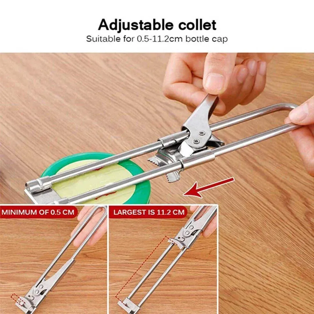 Bottle Opener Multifunctional Beer Adjustable Stainless Steel Jar Lid Gripper Au view 8