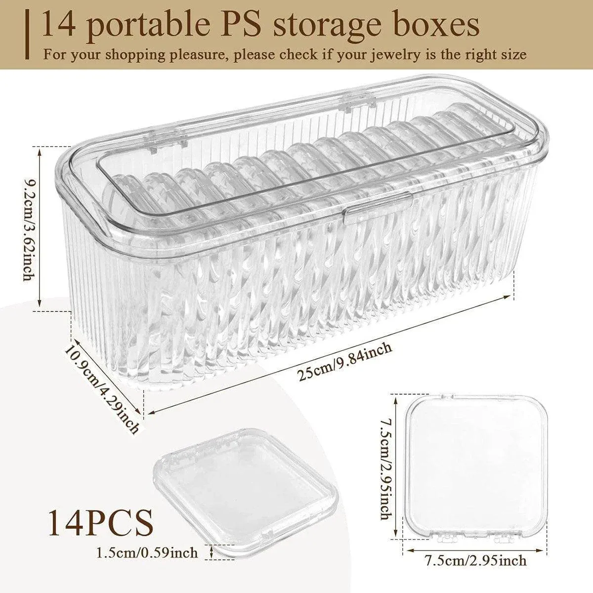 15pcs Transparent Storage Box Jewelry Organizer Bracelet Necklace Anti-Oxidation view 3