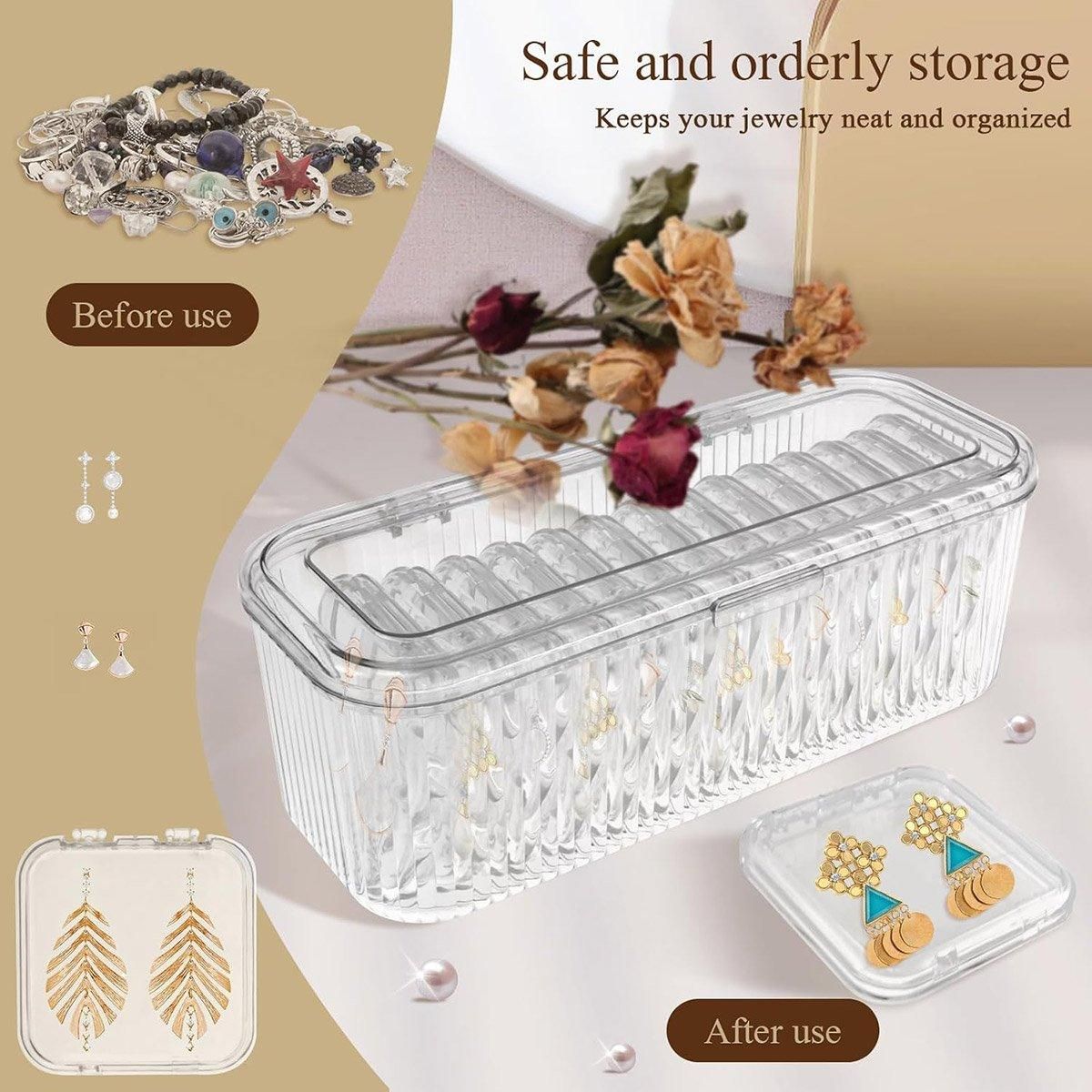 15pcs Transparent Storage Box Jewelry Organizer Bracelet Necklace Anti-Oxidation view 5