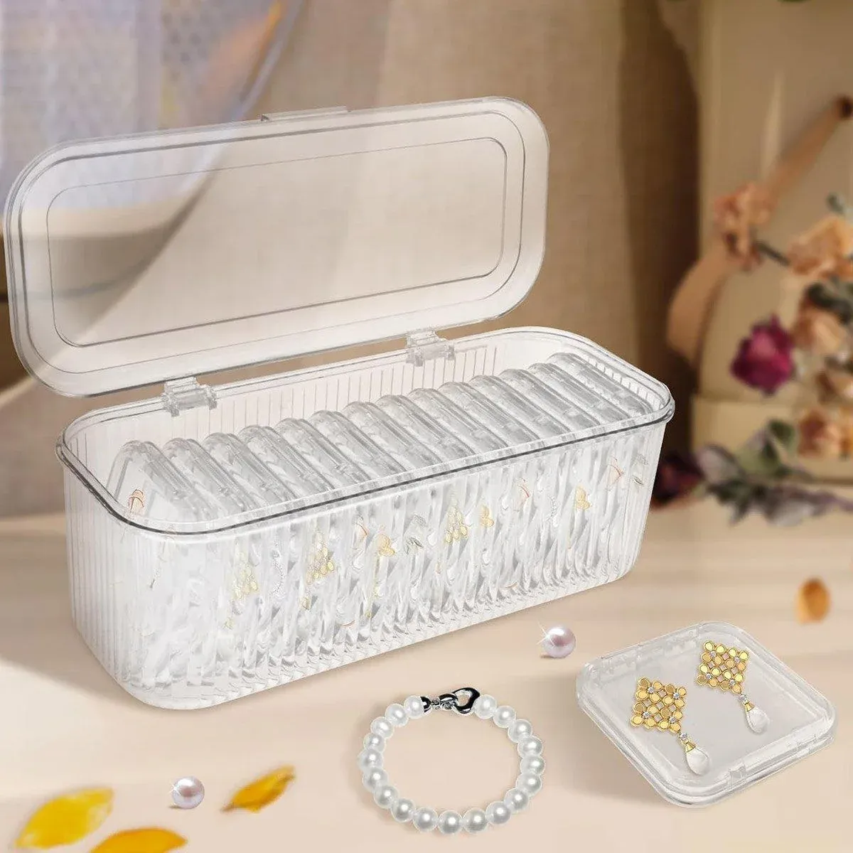 15pcs Transparent Storage Box Jewelry Organizer Bracelet Necklace Anti-Oxidation view 11