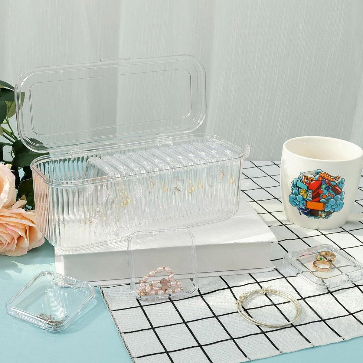 15pcs Transparent Storage Box Jewelry Organizer Bracelet Necklace Anti-Oxidation view 15