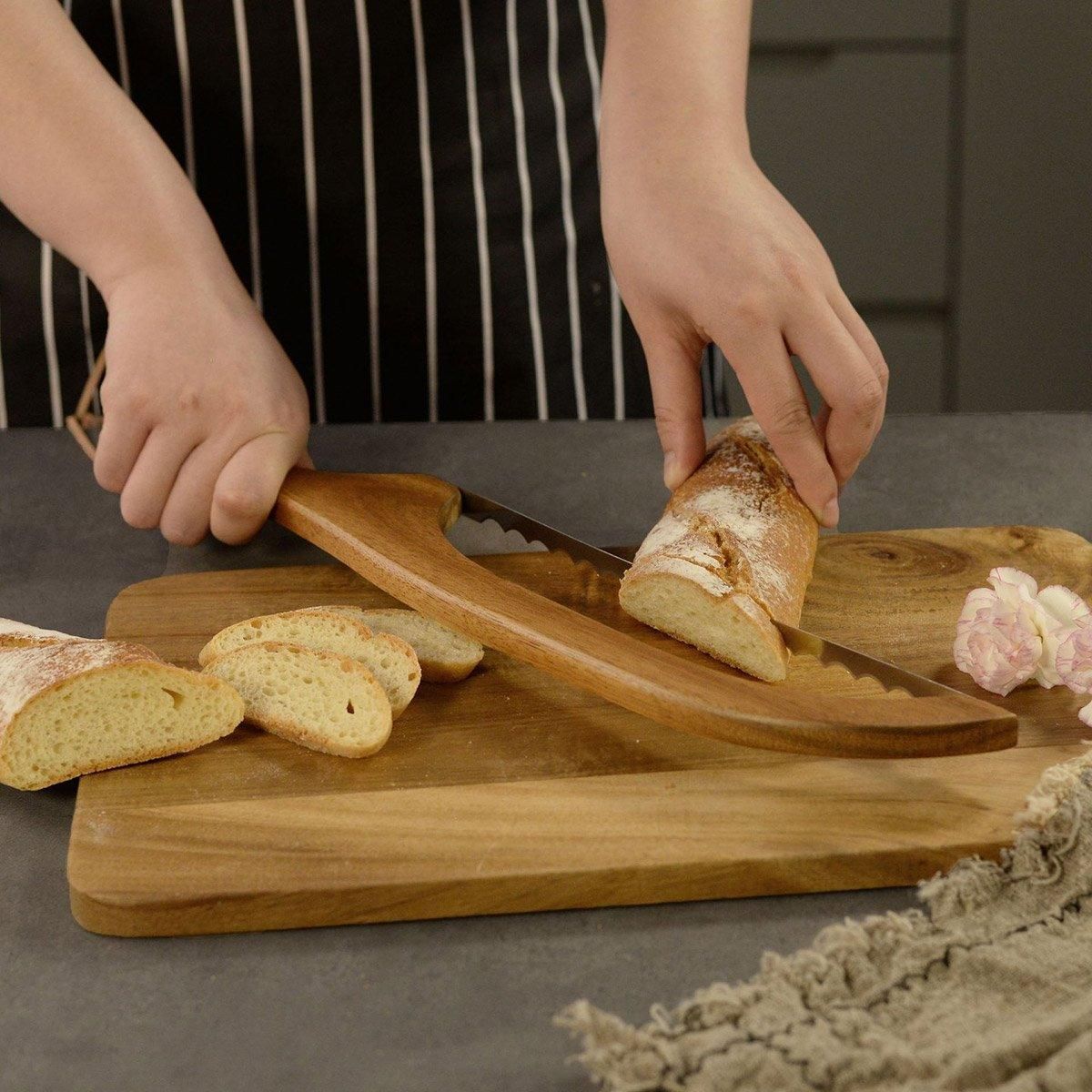 Wooden Bread Cutter Saw for Perfect Slice Cutting Tool Bread Slicer Kitchen view 6