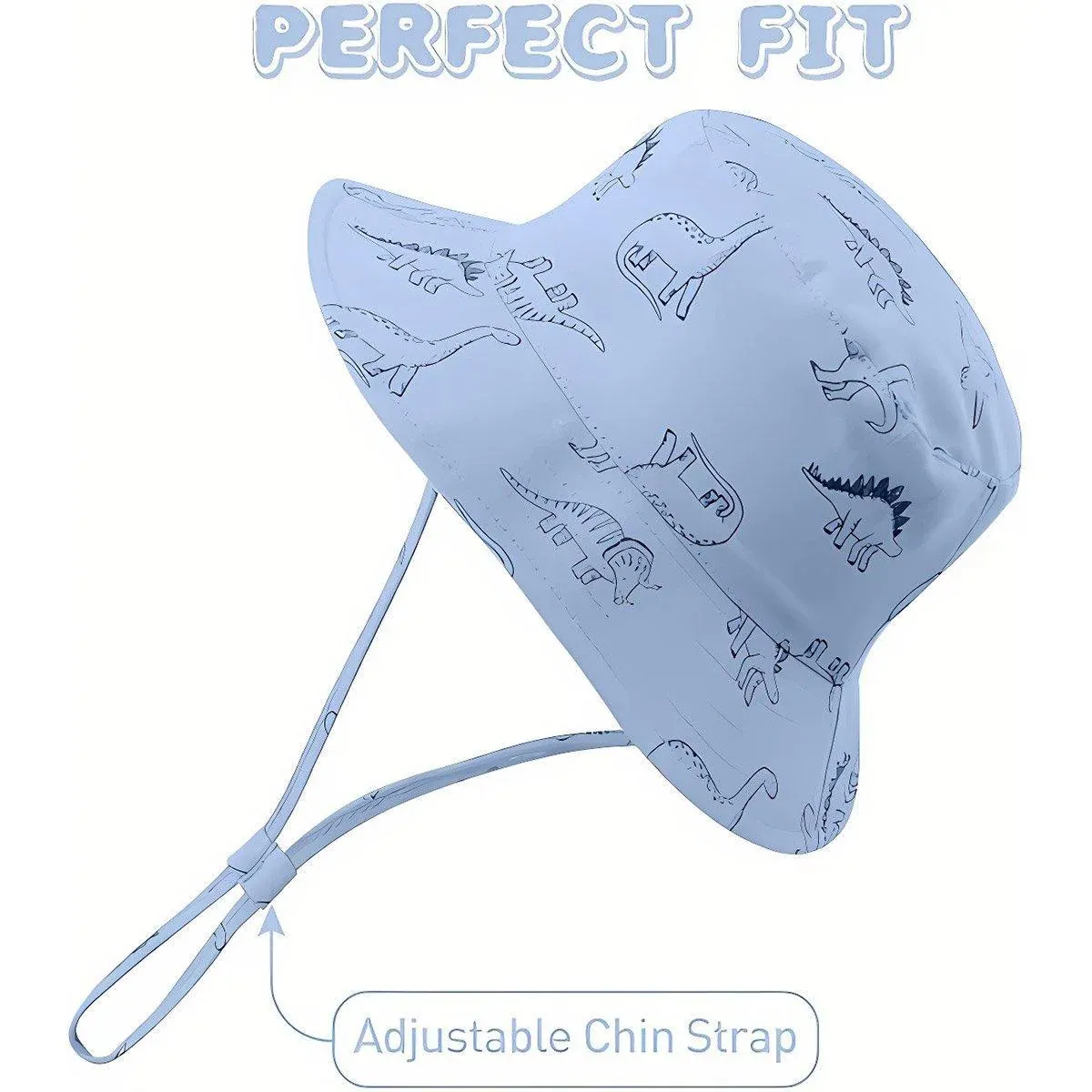 Cartoon Dinosaur Bucket Hat with Wide Brim for Summer Sun Protection - Khaki view 9
