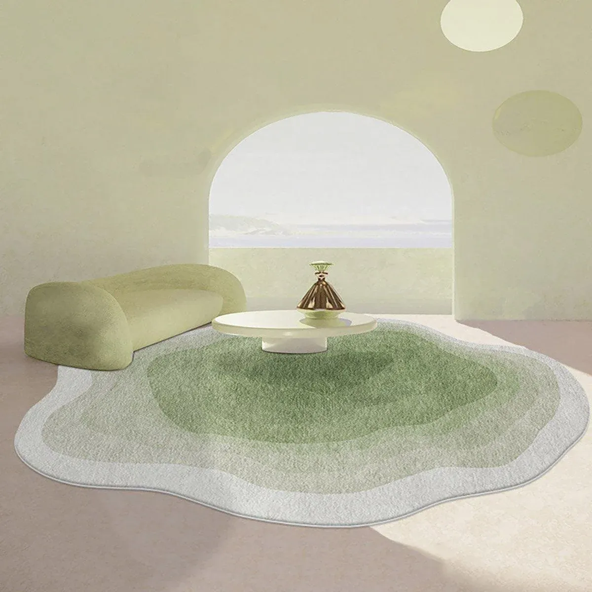 Shaped Cashmere Carpet Living Room Full Blanket Cloakroom Dressing Table - Green view 15