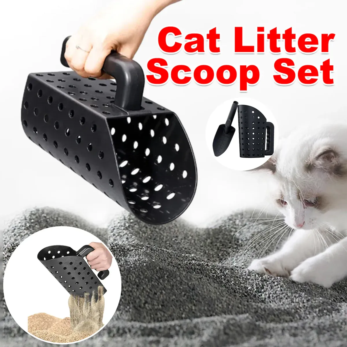 2PCS Cat Litter Scoop Durable Plastic Cleaning Shovel Kitty Box Waste Removal — image 1