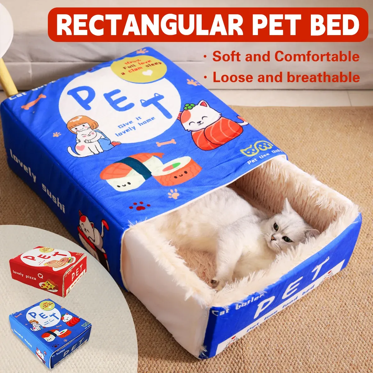 Rectangular Cookie Box Pet Bed for Cats Dogs Cat Bed Kitten Puppy Soft Pet view 2