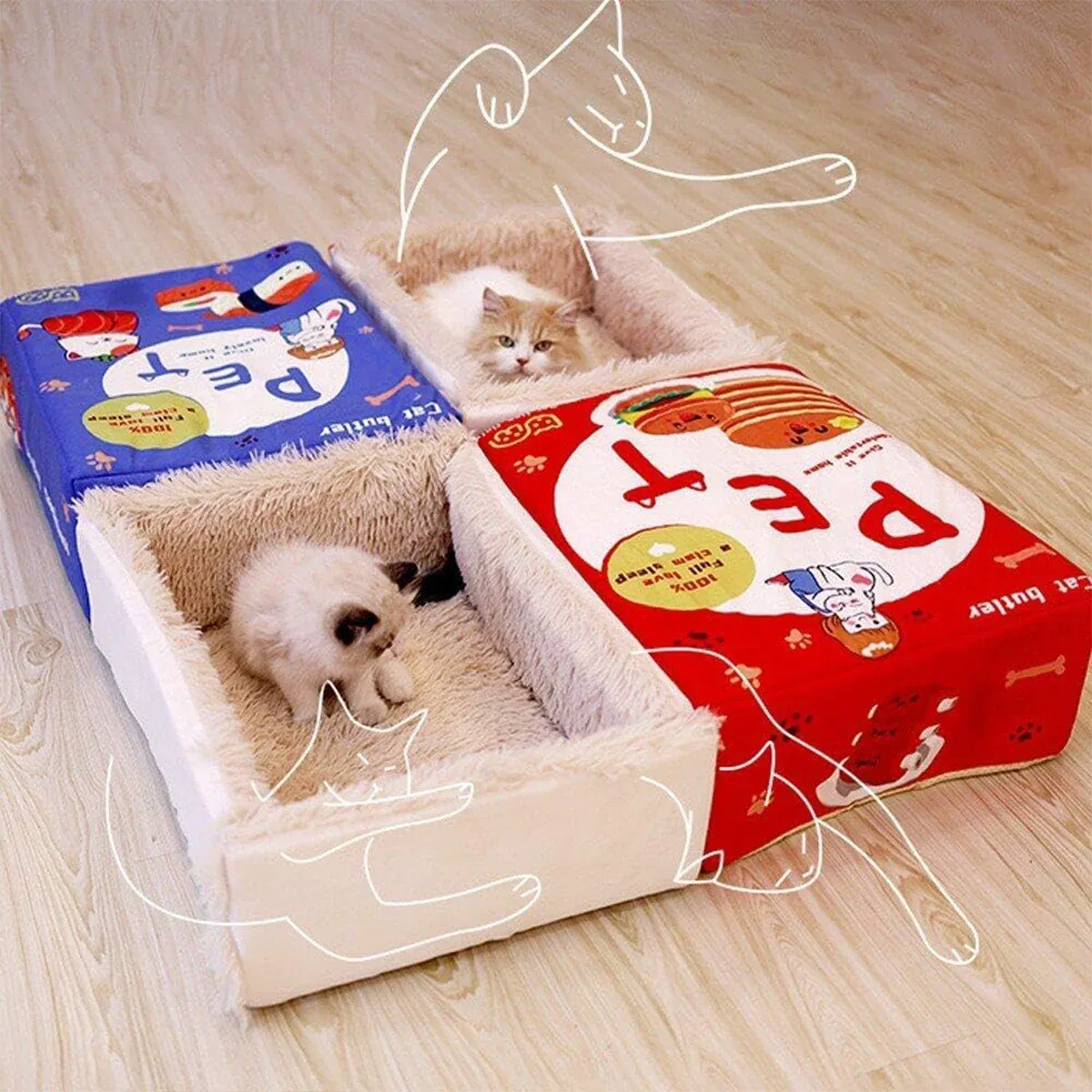 Rectangular Cookie Box Pet Bed for Cats Dogs Cat Bed Kitten Puppy Soft Pet view 8