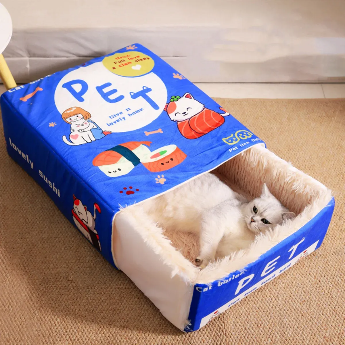 Rectangular Cookie Box Pet Bed for Cats Dogs Cat Bed Kitten Puppy Soft Pet view 13
