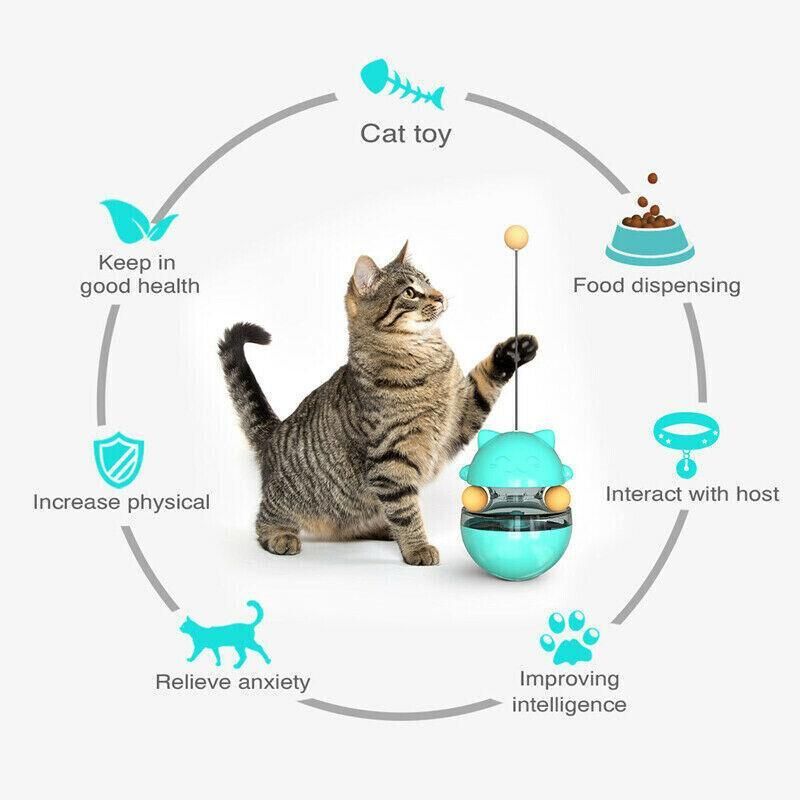 Cat Treat Dispenser Toy Ball Kitten Selfplay Interactive Tumbler Multifunction view 4
