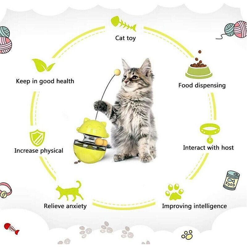 Cat Treat Dispenser Toy Ball Kitten Selfplay Interactive Tumbler Multifunction view 12