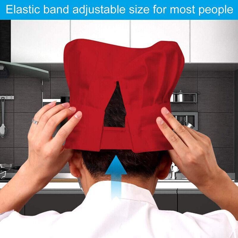Adjustable Chef Cap with Elastic Band for Kitchen Cooking Baking Catering Use view 4
