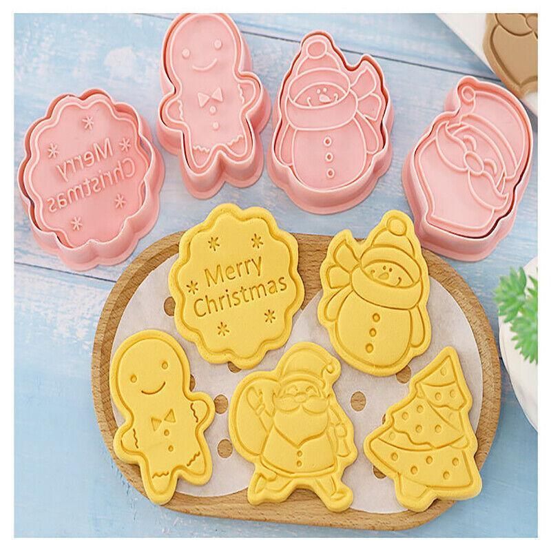 8PCS Christmas Cookie Cutter Set 3D Biscuit Moulds for Baking Fondant Pastry view 5