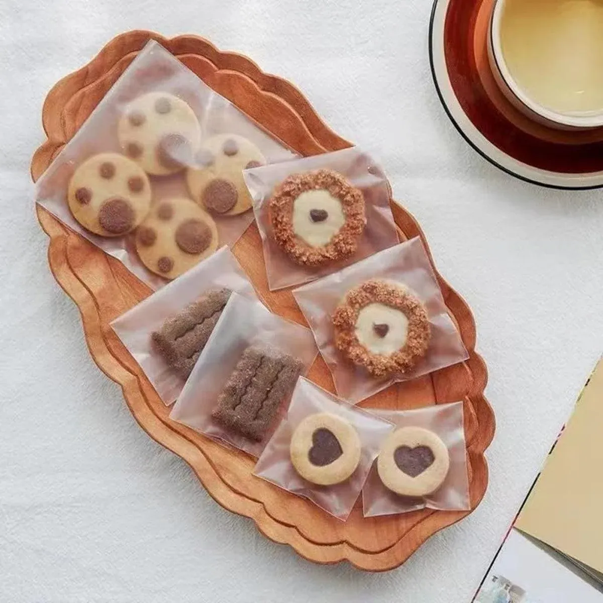 100X Translucent Plastic Candy Packaging Bags Self Adhesive Cookie Biscuit view 7