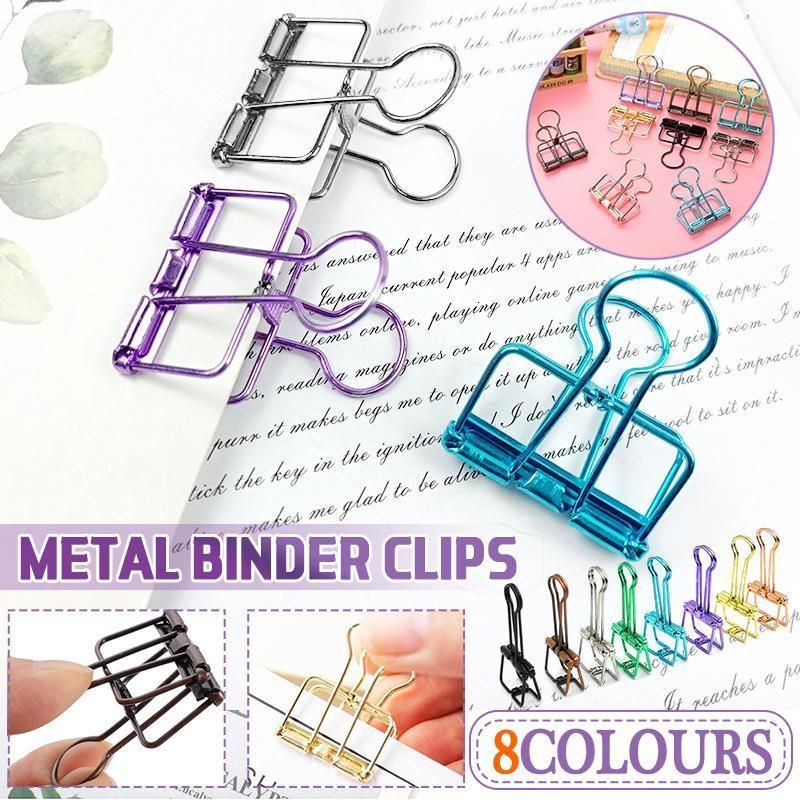 Solid Color Hollow Out Swallowtail Metal Binder Bookmark Clips Office Supplies view 2