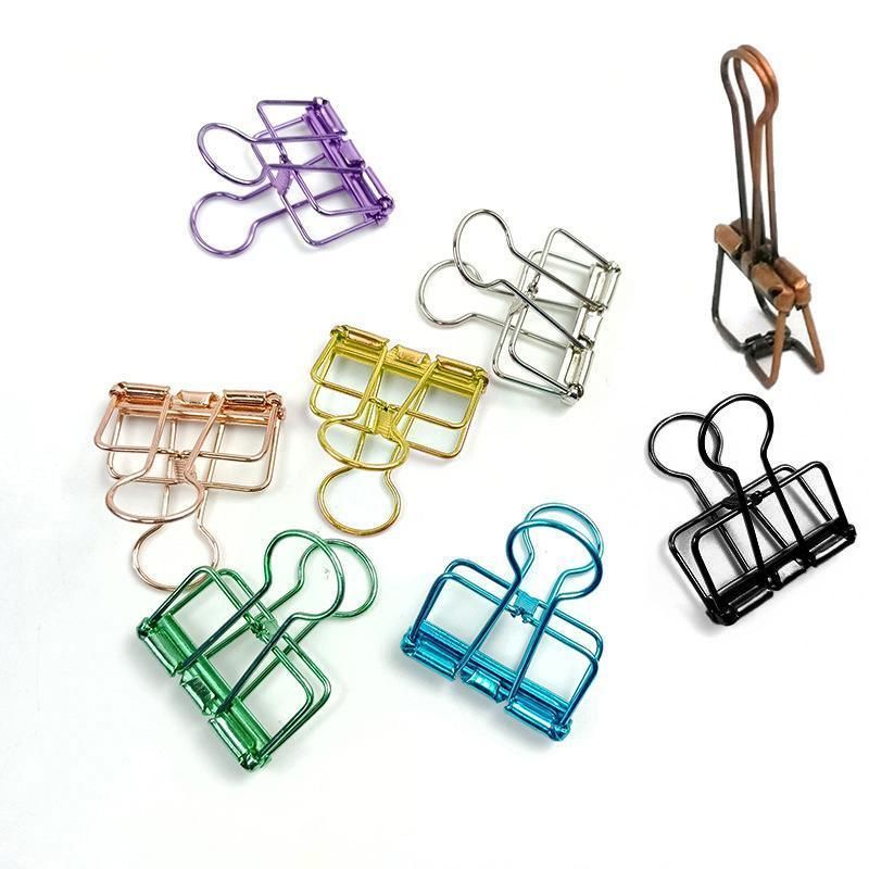 Solid Color Hollow Out Swallowtail Metal Binder Bookmark Clips Office Supplies view 3
