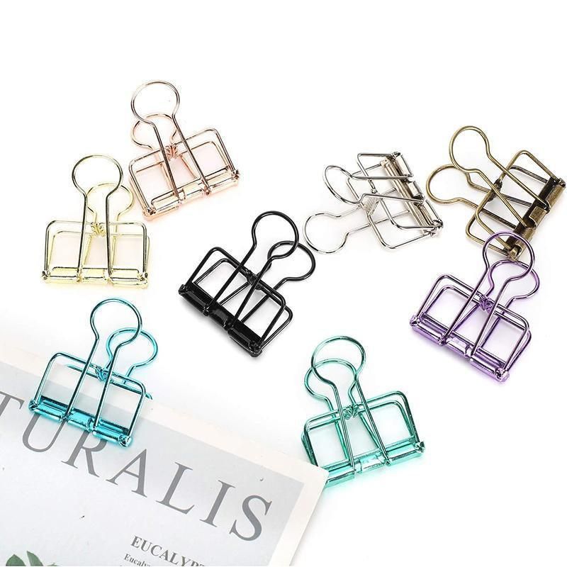Solid Color Hollow Out Swallowtail Metal Binder Bookmark Clips Office Supplies view 6