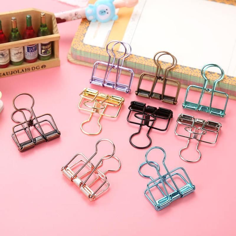 Solid Color Hollow Out Swallowtail Metal Binder Bookmark Clips Office Supplies view 7