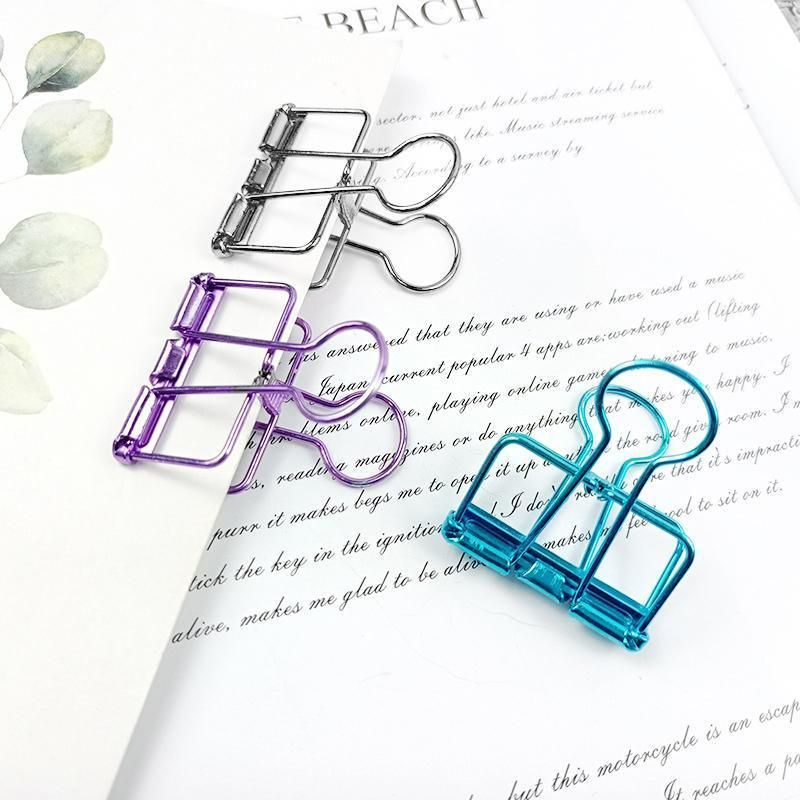 Solid Color Hollow Out Swallowtail Metal Binder Bookmark Clips Office Supplies view 8