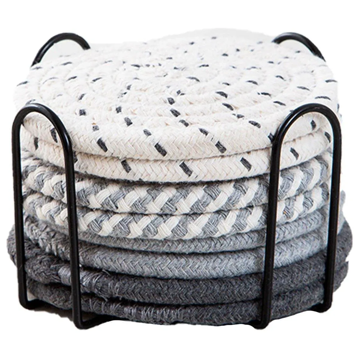 8PCS Round Cotton Woven Coaster Heat Resistant Thick Insulation Dining Table — image 1