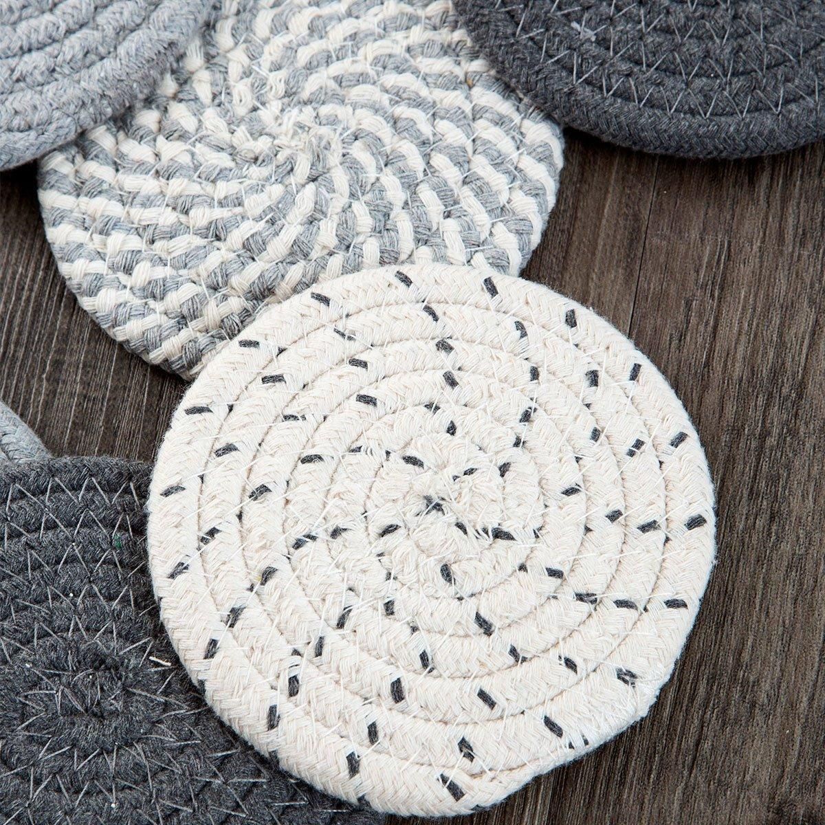 8PCS Round Cotton Woven Coaster Heat Resistant Thick Insulation Dining Table view 12